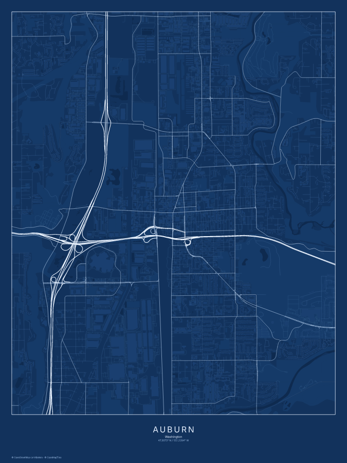 Auburn map poster, blueprint style