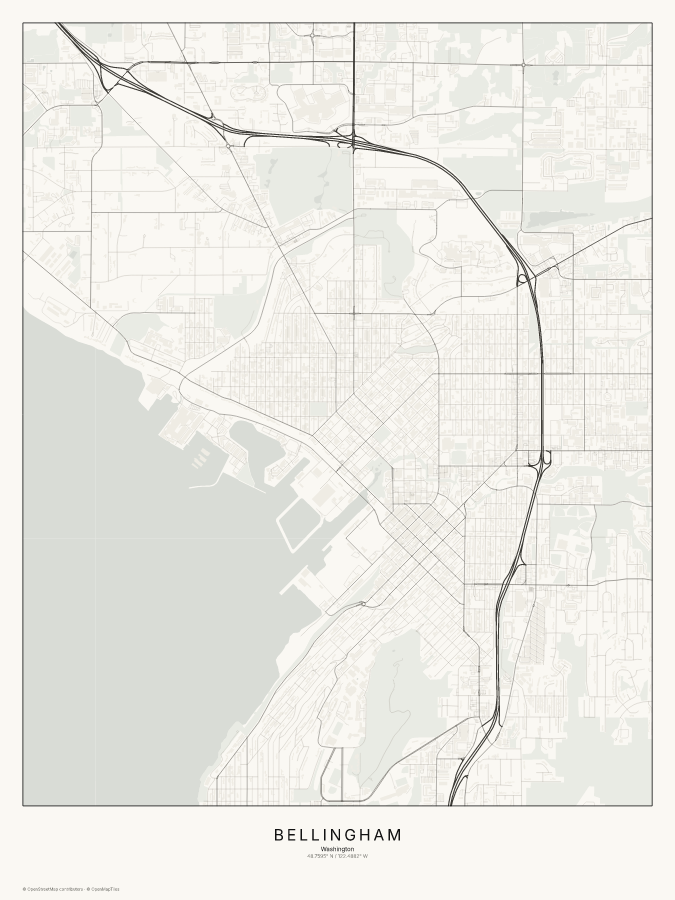 Bellingham map poster, classic style