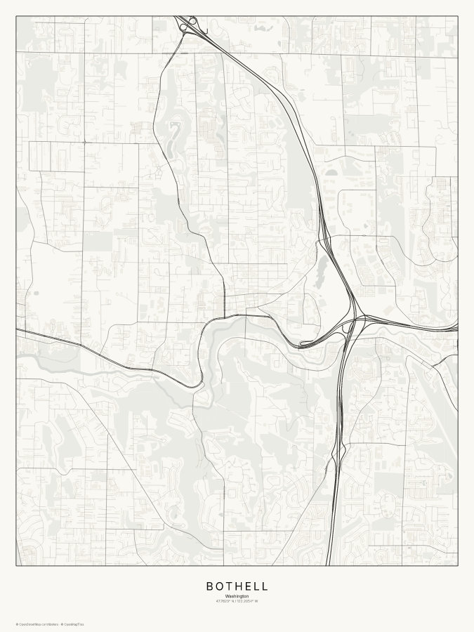 Bothell map poster, classic style