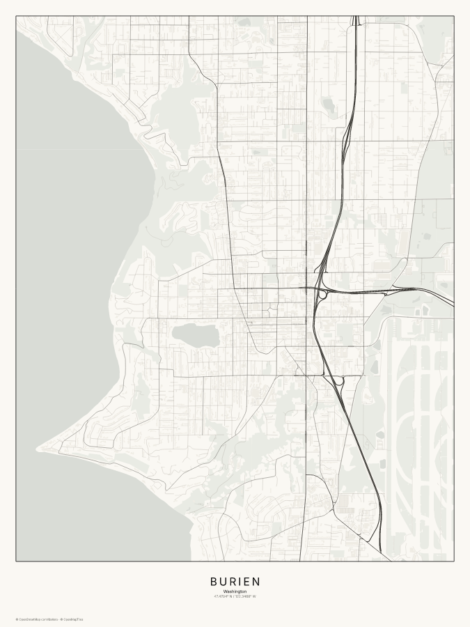 Burien map poster, classic style