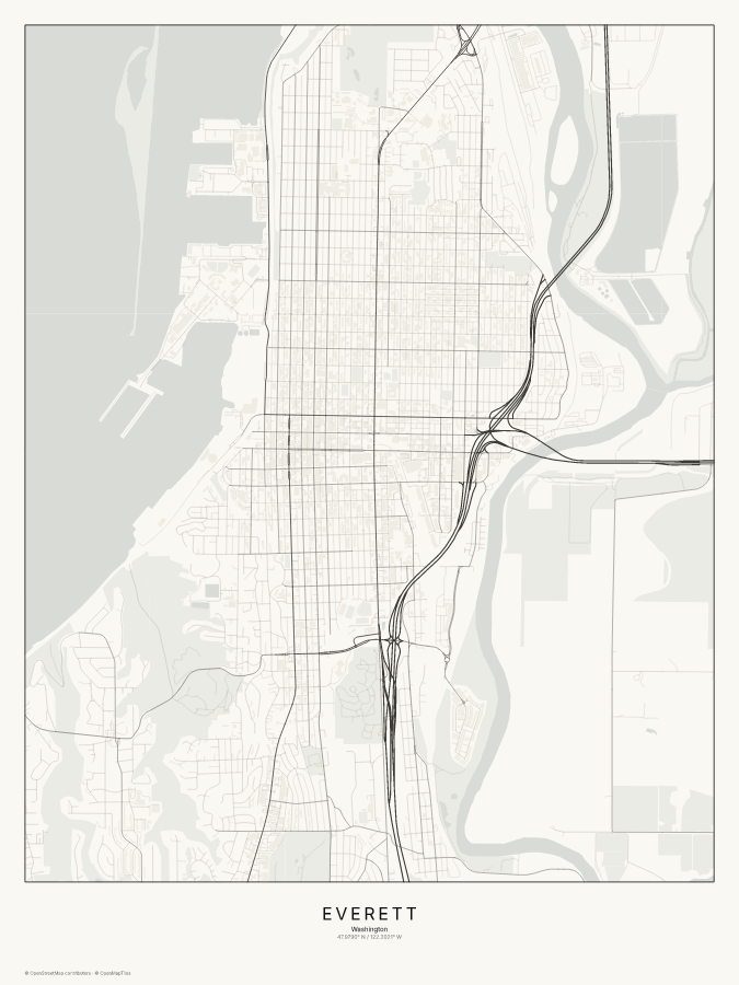 Everett map poster, classic style