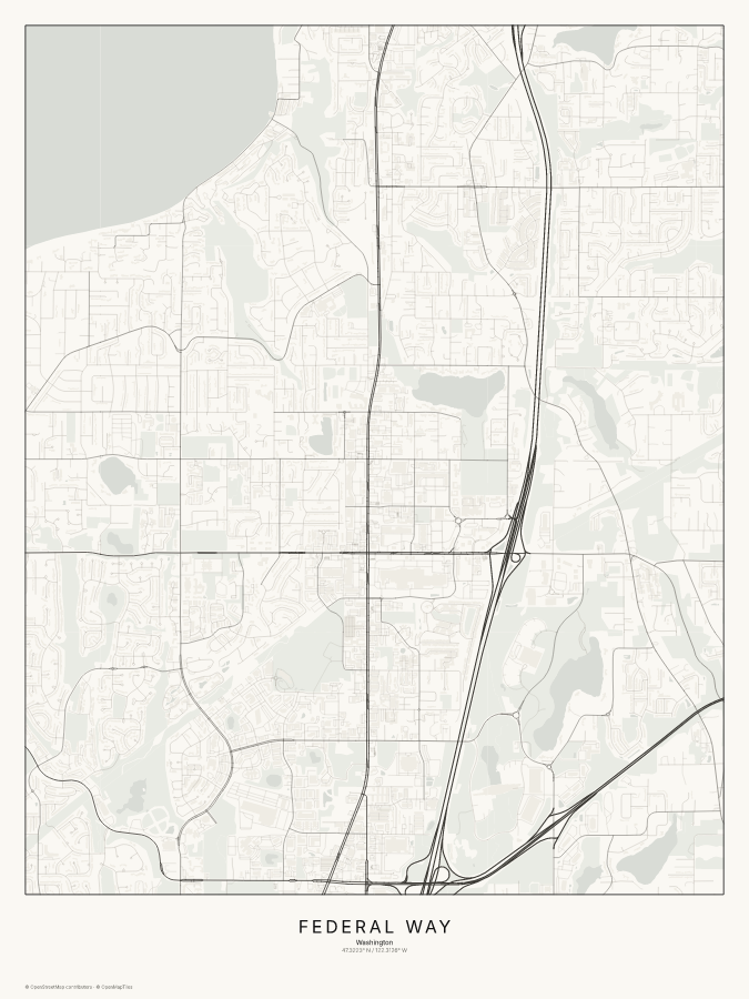 Federal Way map poster, classic style