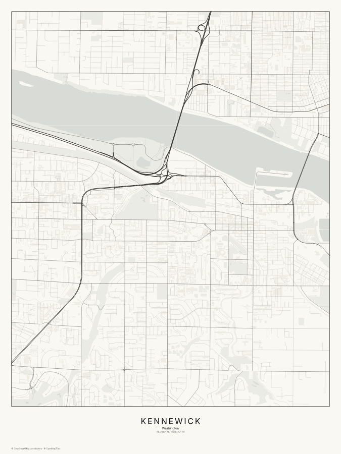 Kennewick map poster, classic style