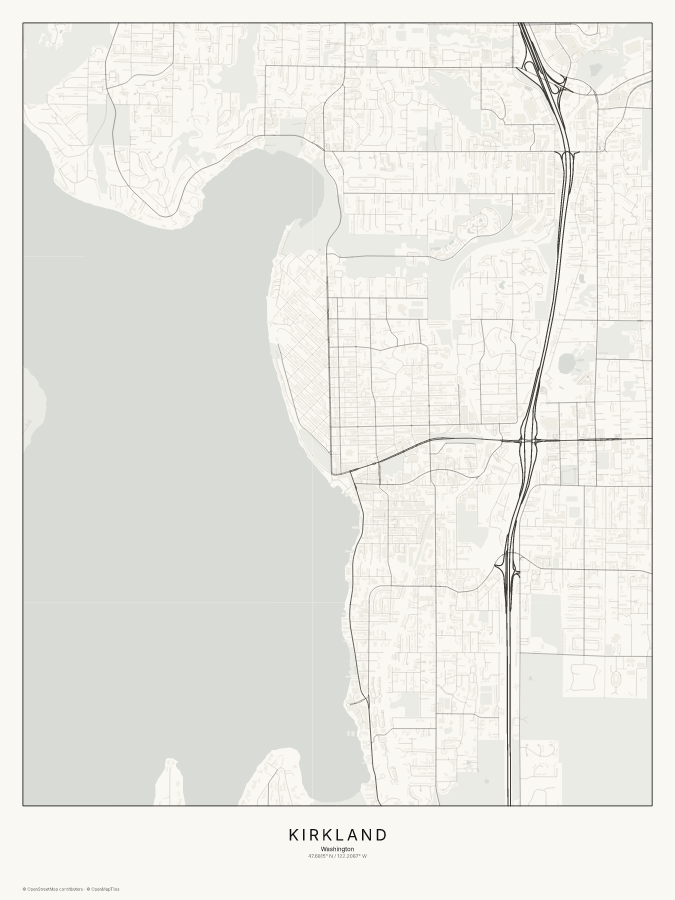 Kirkland map poster, classic style