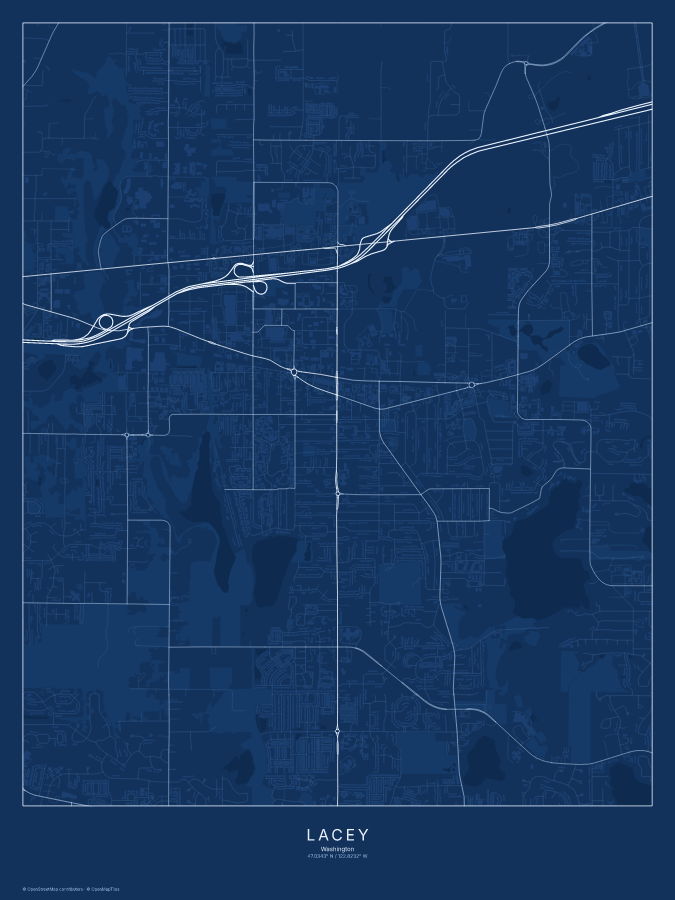 Lacey map poster, blueprint style