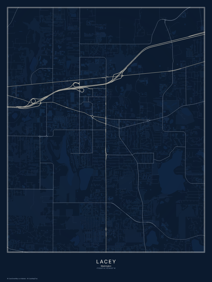 Lacey map poster, midnight style