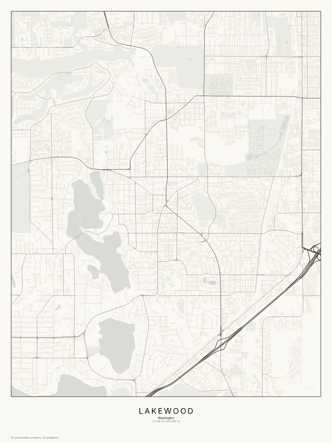 Lakewood map poster, classic style