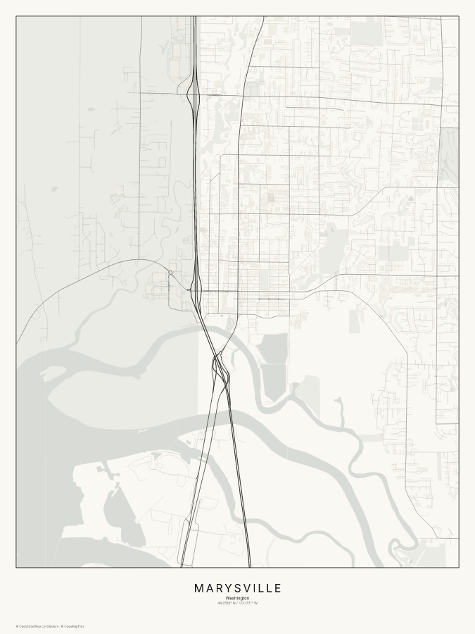 Marysville map poster, classic style