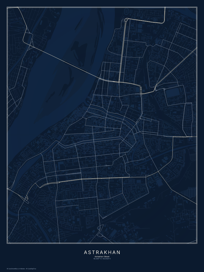 Astrakhan map poster, midnight style