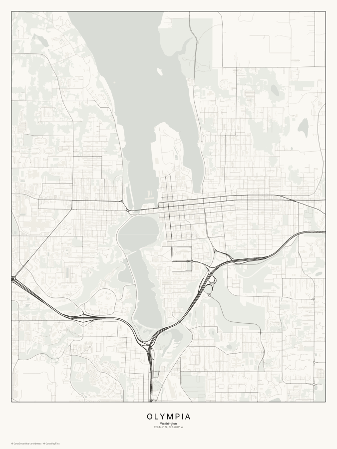 Olympia map poster, classic style