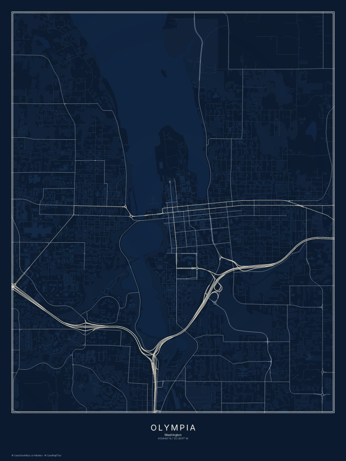 Olympia map poster, midnight style