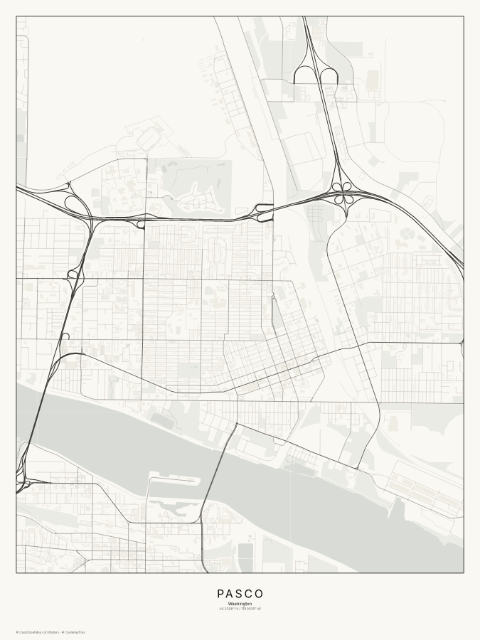 Pasco map poster, classic style