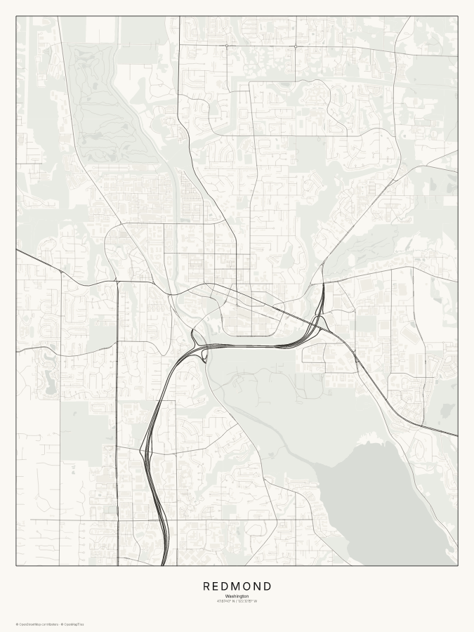 Redmond map poster, classic style