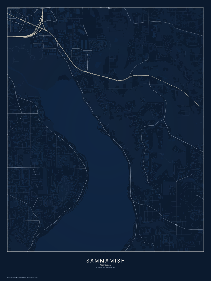 Sammamish map poster, midnight style