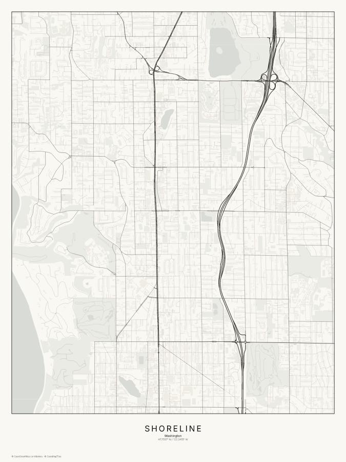 Shoreline map poster, classic style