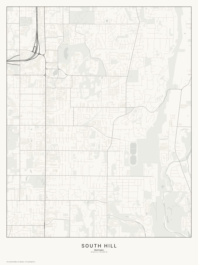 South Hill map poster, classic style