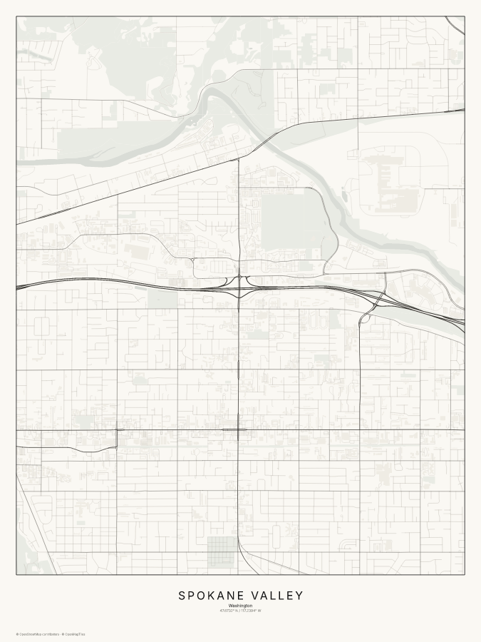 Spokane Valley map poster, classic style