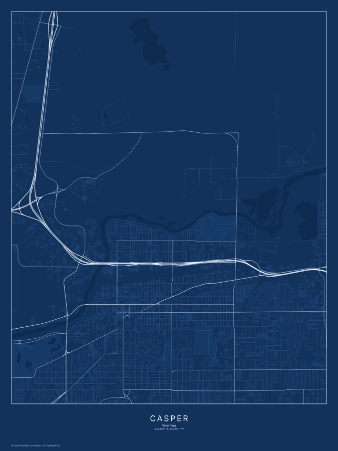 Casper map poster, blueprint style