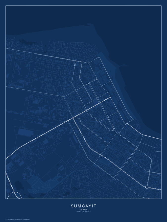Sumgayit map poster, blueprint style