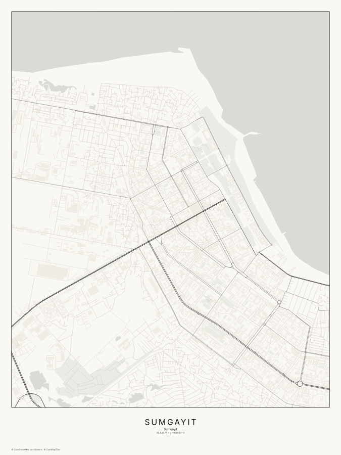 Sumgayit map poster, classic style