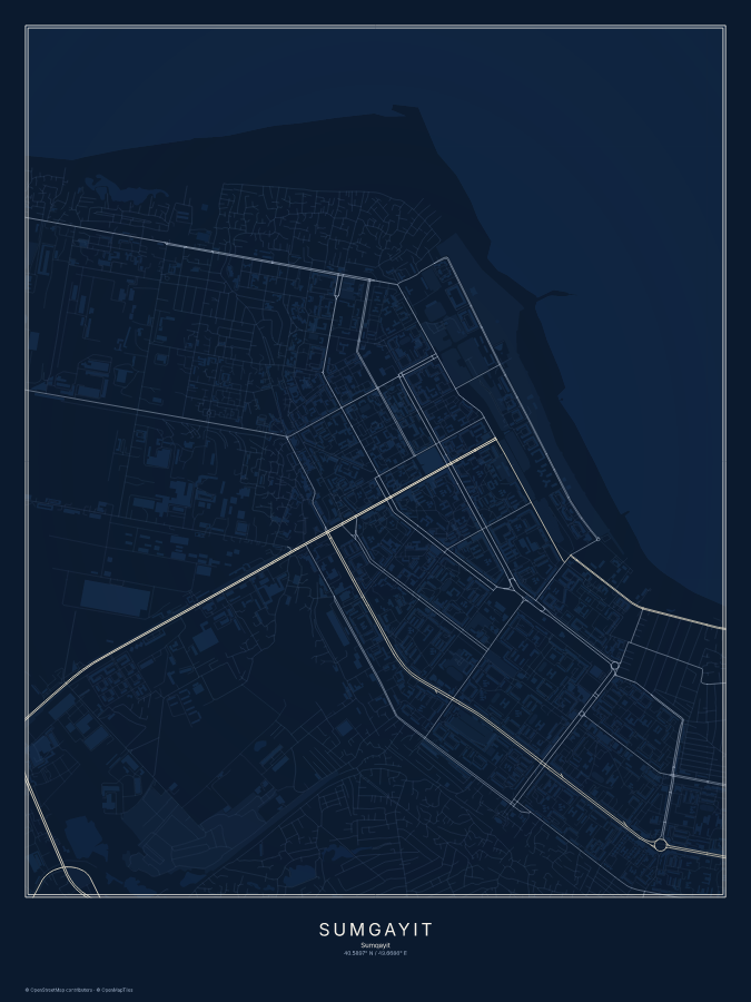 Sumgayit map poster, midnight style