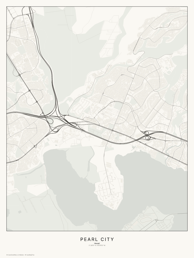 Pearl City map poster, classic style