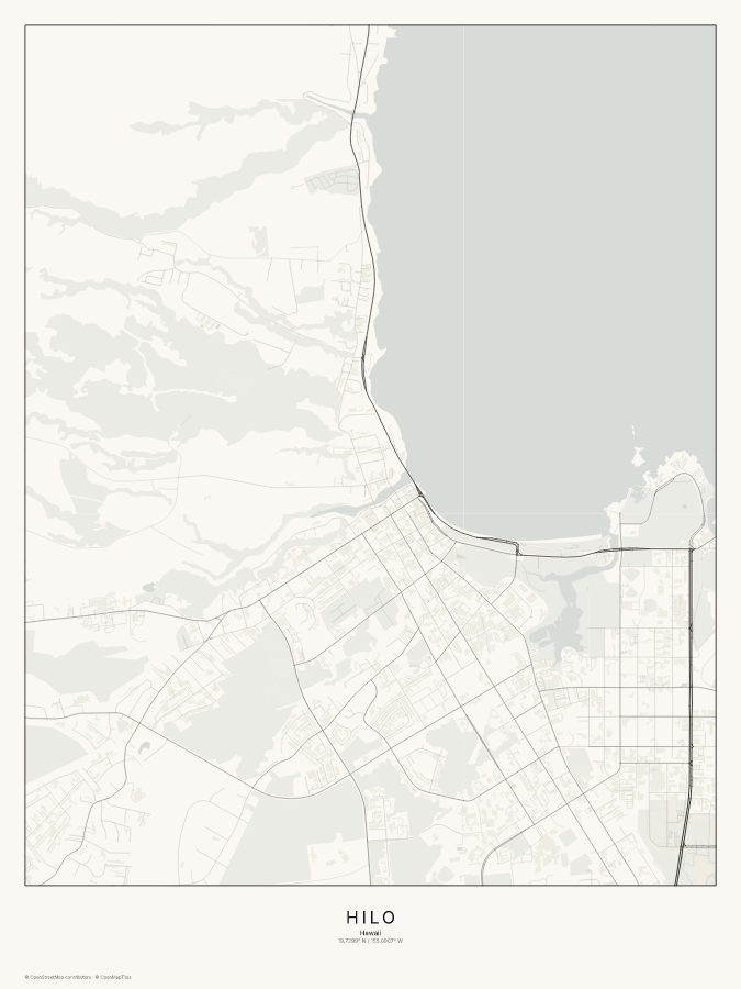 Hilo map poster, classic style