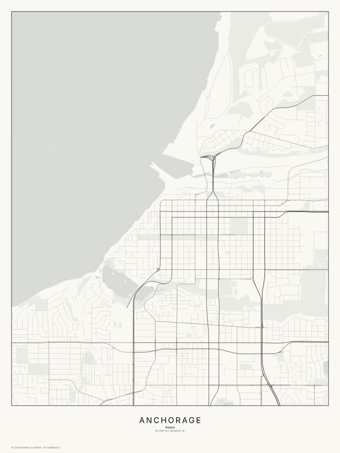 Anchorage map poster, classic style