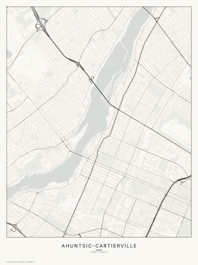 Ahuntsic-Cartierville map poster, classic style