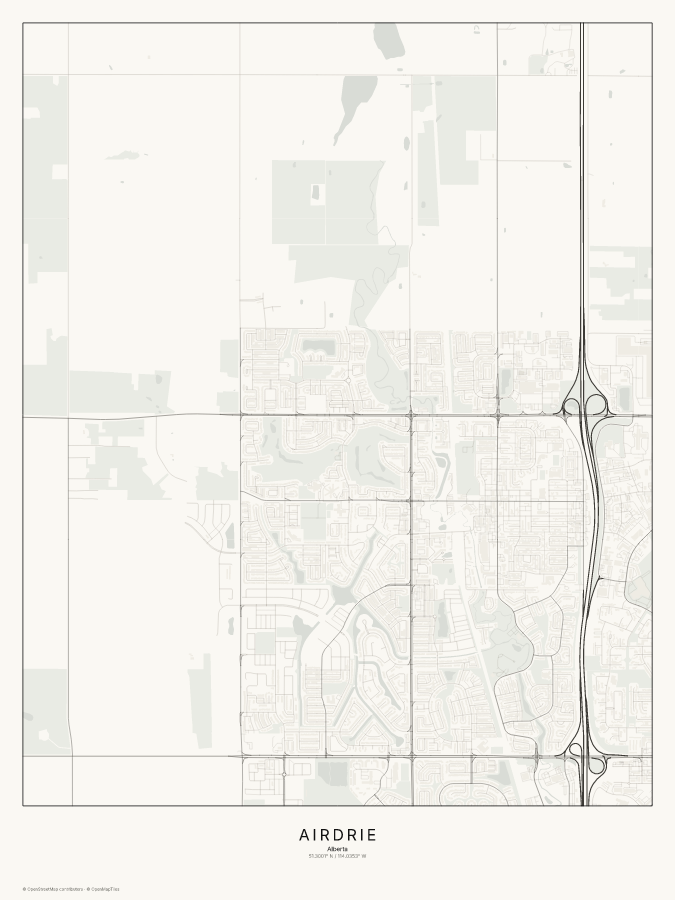 Airdrie map poster, classic style