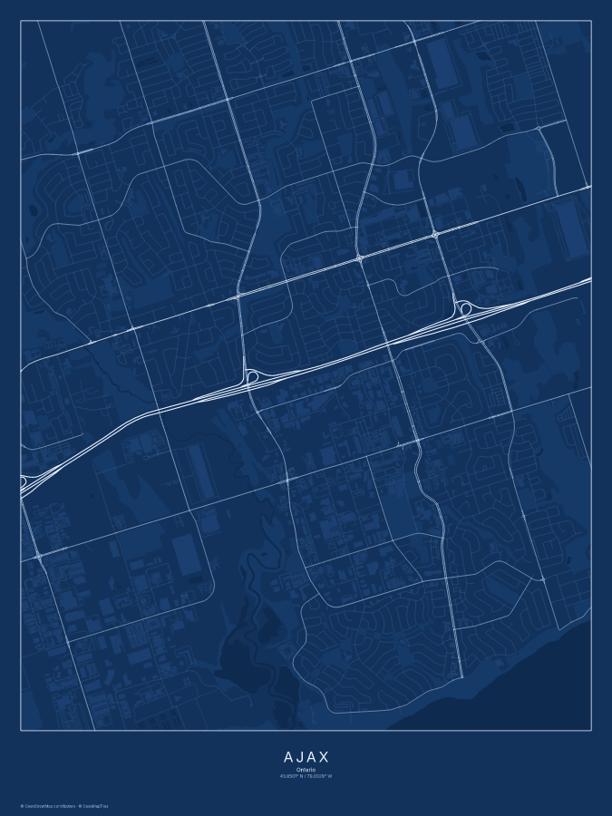 Ajax map poster, blueprint style