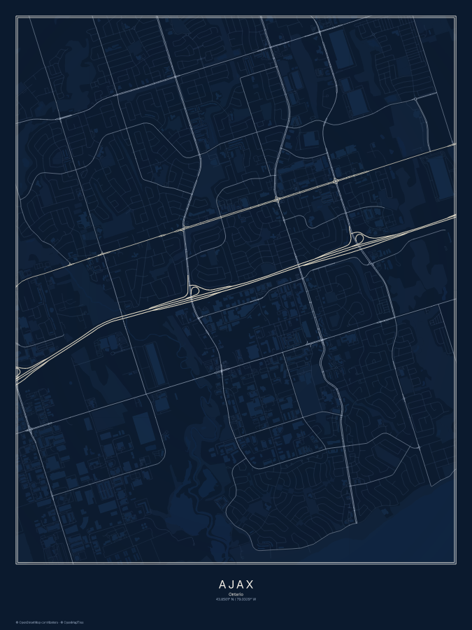 Ajax map poster, midnight style