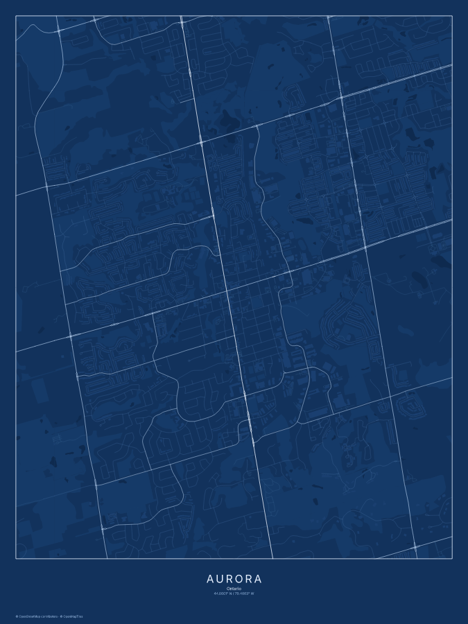 Aurora map poster, blueprint style