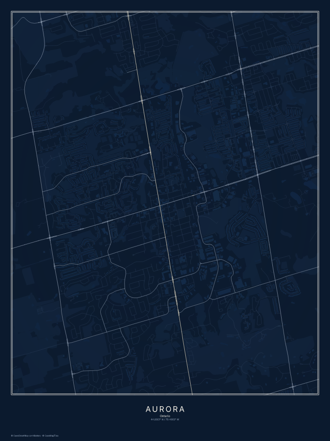 Aurora map poster, midnight style