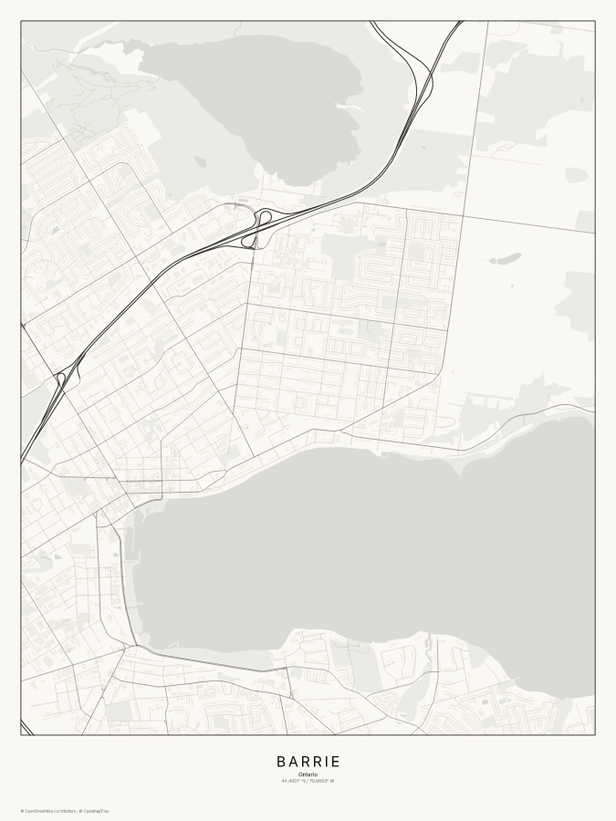 Barrie map poster, classic style