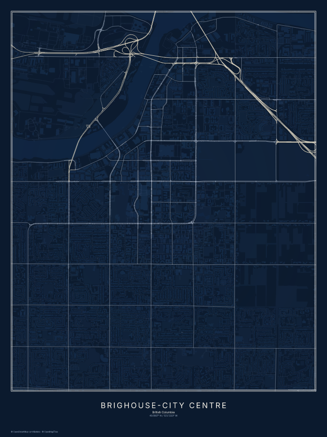 Brighouse-City Centre map poster, midnight style