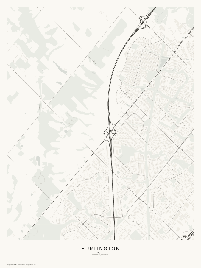 Burlington map poster, classic style