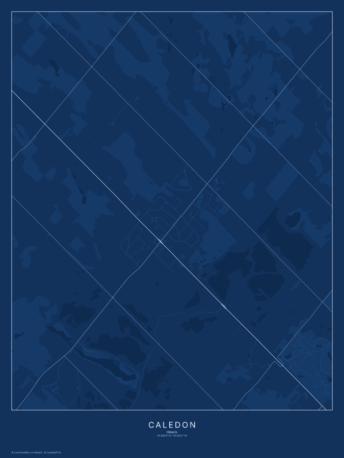 Caledon map poster, blueprint style