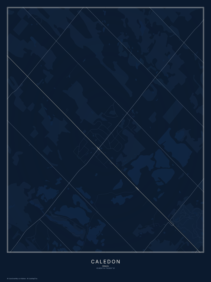 Caledon map poster, midnight style