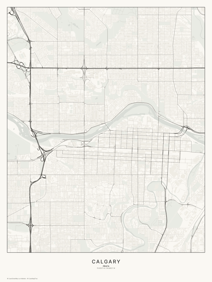 Calgary map poster, classic style