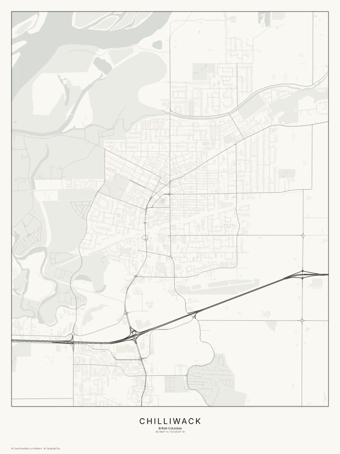 Chilliwack map poster, classic style