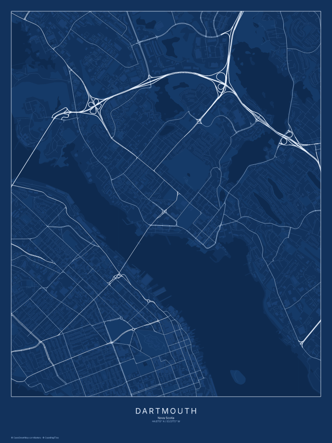 Dartmouth map poster, blueprint style