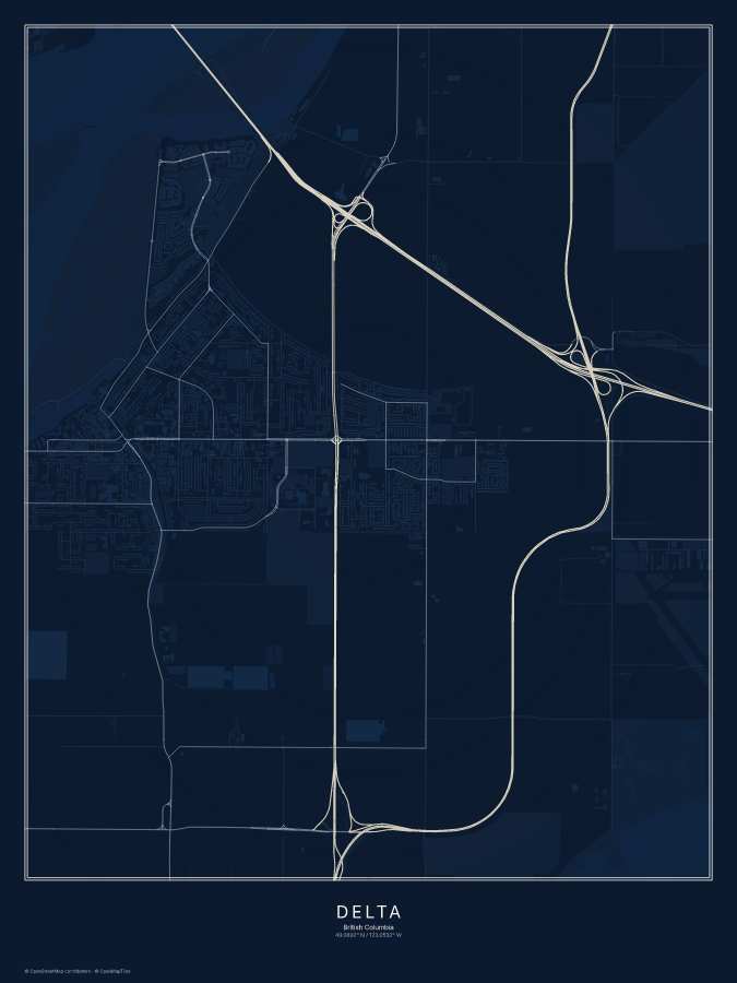 Delta map poster, midnight style