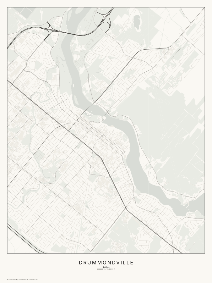 Drummondville map poster, classic style