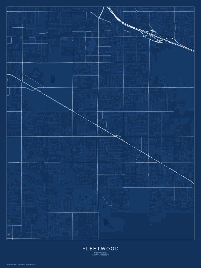 Fleetwood map poster, blueprint style