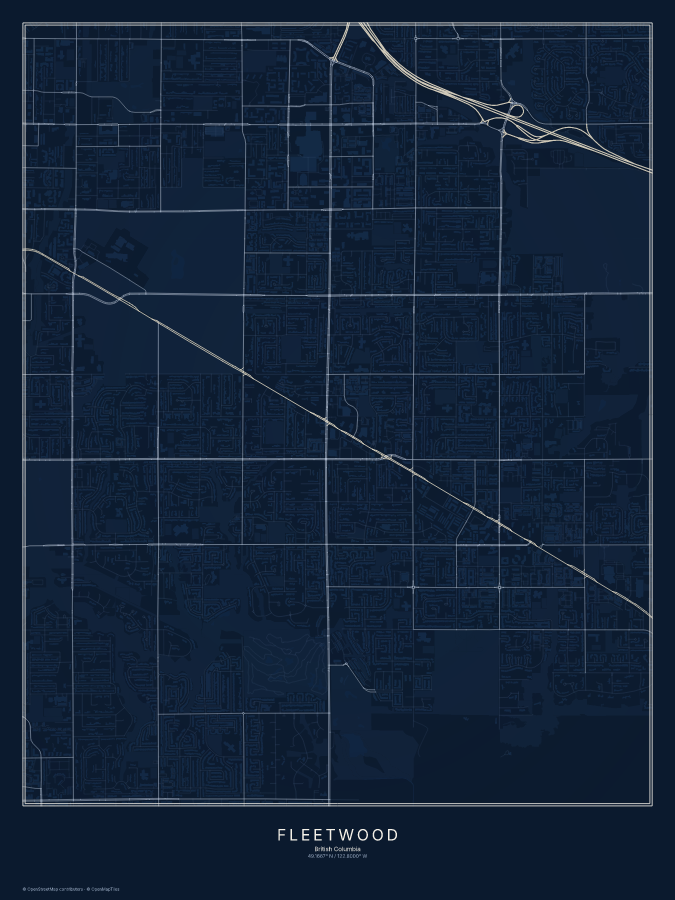 Fleetwood map poster, midnight style