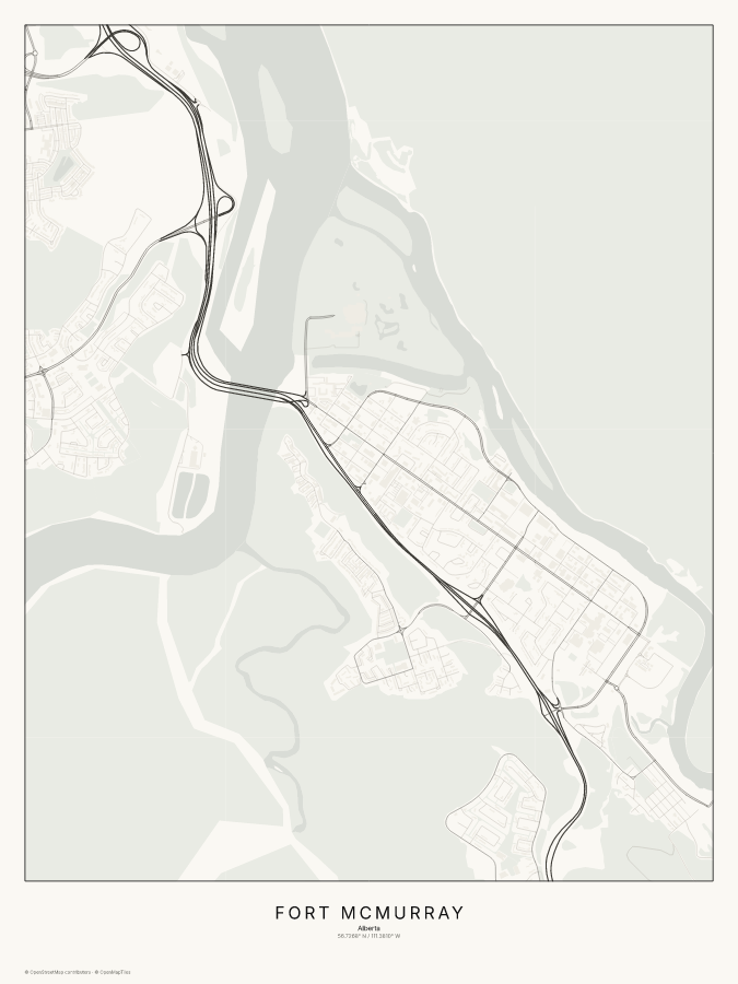 Fort McMurray map poster, classic style