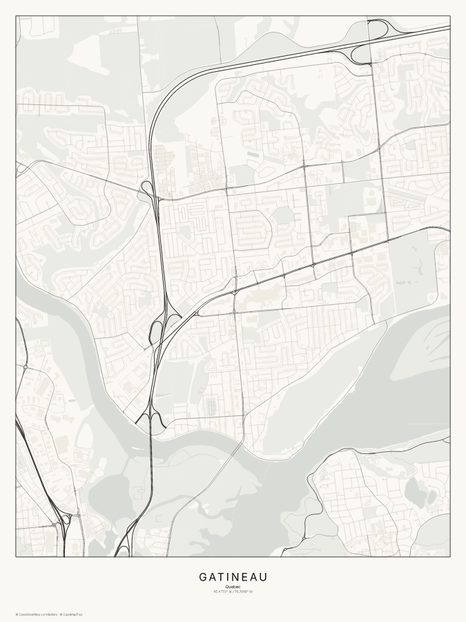 Gatineau map poster, classic style