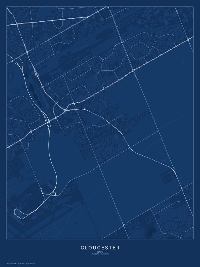 Gloucester map poster, blueprint style