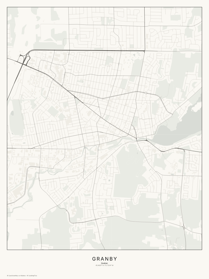 Granby map poster, classic style